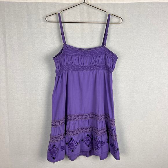 Vintage Charlotte Russe Dress Y2K Babydoll Purple Embroidered Boho Hippie Artsy - Picture 4 of 6